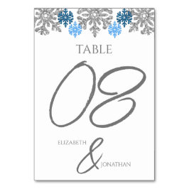 Silver Blue Snowflakes Winter Wedding Kaart