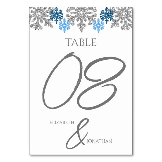 Silver Blue Snowflakes Winter Wedding Kaart (Voorkant)