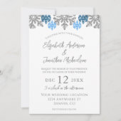 Silver Blue Snowflakes Winter Wedding Kaart (Voorkant)