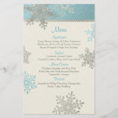 Silver Blue Snowflakes Winter Wedding Menu Kaart (Voorkant)