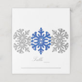 Silver Blue Snowflakes Winter Wedding Plaatskaartje (Buitenkant ongevouwen)