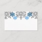 Silver Blue Snowflakes Winter Wedding Plaatskaartje (Achterkant)