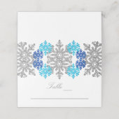 Silver Blue Snowflakes Winter Wedding Plaatskaartje (Buitenkant ongevouwen)