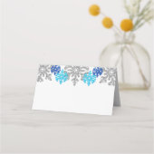 Silver Blue Snowflakes Winter Wedding Plaatskaartje (Achterkant)