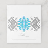 Silver Blue Snowflakes Winter Wedding Plaatskaartje (Buitenkant ongevouwen)