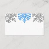 Silver Blue Snowflakes Winter Wedding Plaatskaartje (Achterkant)