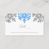 Silver Blue Snowflakes Winter Wedding Plaatskaartje (Voorkant)