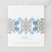 Silver Blue Snowflakes Winter Wedding Plaatskaartje (Buitenkant ongevouwen)