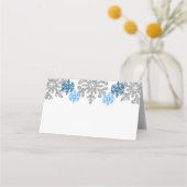 Silver Blue Snowflakes Winter Wedding Plaatskaartje (Achterkant)
