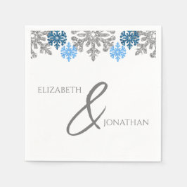 Silver Blue Snowflakes Winter Wedding Servet