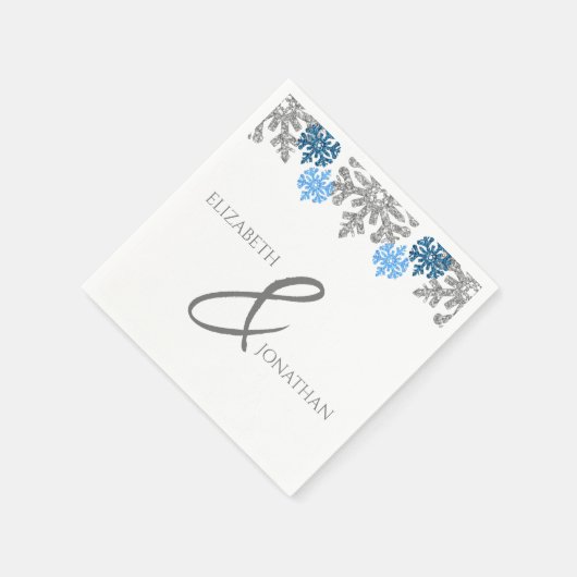 Silver Blue Snowflakes Winter Wedding Servet (Hoek)