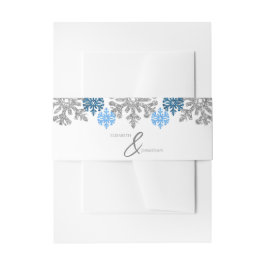 Silver Blue Snowflakes Winter Wedding Uitnodigingen Wikkel