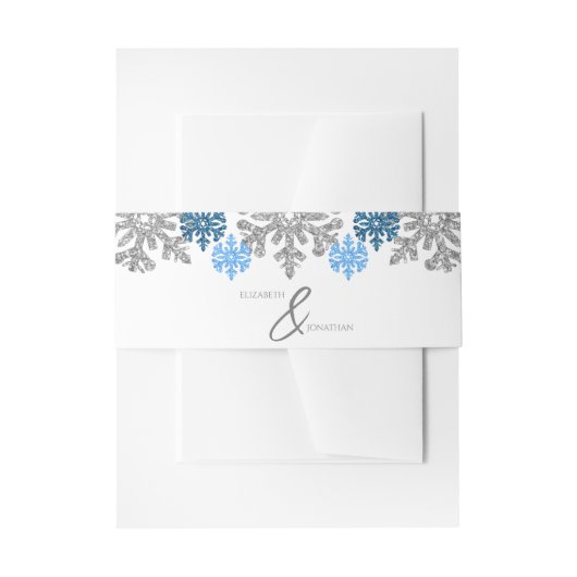 Silver Blue Snowflakes Winter Wedding Uitnodigingen Wikkel (Voorkant Voorbeeld)