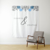 Silver Blue Snowflakes Winter Wedding Wandkleed (In situ)