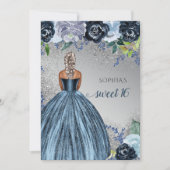 Silver Blue Sparkle Dress Sweet 16-jarig Kaart (Voorkant)