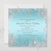 Silver & Blue Sparkle Dress & Tiara Quinceanera Kaart (Achterkant)