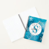 Silver Blue Sparkle-kerstmonogram Bullet Notitieboek (Binnen)