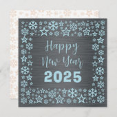 Silver blue Square wish card with golden stars Feestdagenkaart (Voorkant / Achterkant)