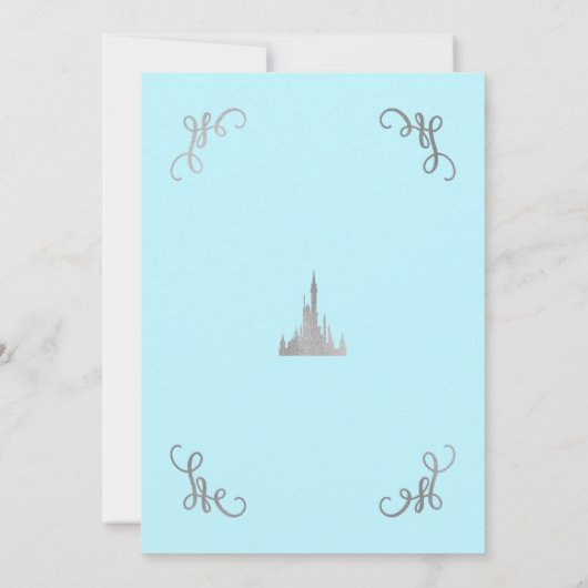 Silver & Blue Storybook Princess Sweet 16 Party Kaart (Achterkant)