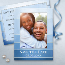 Silver Blue Striped foto Save the Date