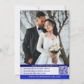 Silver Blue Striped Happily Ever After Wedding Kaart (Achterkant)