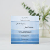 Silver Blue Striped Ton sur Ton Wedding Invitation Kaart (Staand voorkant)