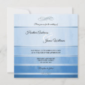 Silver Blue Striped Ton sur Ton Wedding Invitation Kaart (Voorkant)