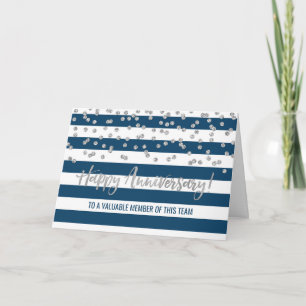 Silver Blue Stripes Employee Jubileum Card Kaart