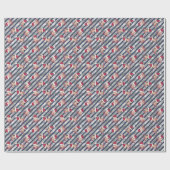 Silver & Blue Stripes Santa Hats Aangepaste foto-o Cadeaupapier (Vlak)
