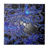 Silver Blue Swirl Abstract Tegeltje (Voorkant)