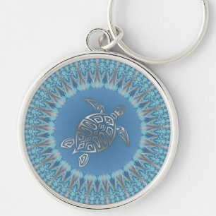 Silver Blue Turtle Coastal Sleutelhanger