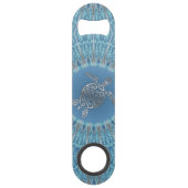 Silver Blue Turtle Mandala Animal Speed Flessenopener (Voorkant)