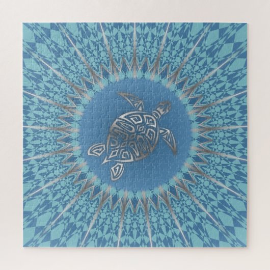 Silver Blue Turtle Mandala Maritime Legpuzzel (Verticaal)