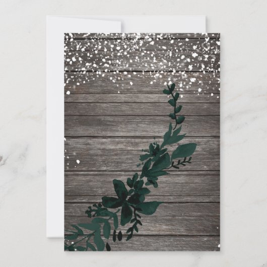 Silver Blue typografie leaf sneeuwbos bruiloft Kaart (Achterkant)