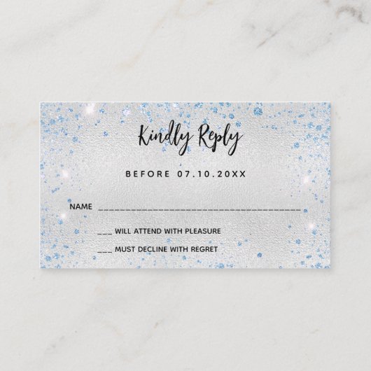 Silver Blue-verjaardagsfeest RSVP Informatiekaartje (Achterkant)