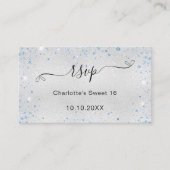 Silver Blue-verjaardagsfeest RSVP Informatiekaartje (Voorkant)