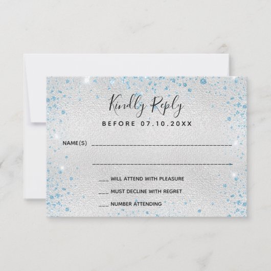 Silver Blue-verjaardagsfeest RSVP Kaartje (Voorkant)