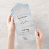 Silver Blue verjaardagsvp All In One Uitnodiging (Afscheurbaar)