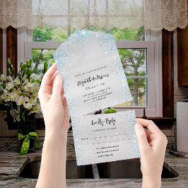 Silver Blue verjaardagsvp All In One Uitnodiging