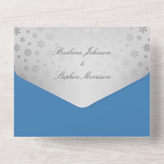 Silver Blue Weddenschap in één uitnodiging (Achterkant)