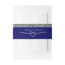 Silver Blue Wedding Invitation Belly Band Uitnodigingen Wikkel