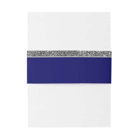 Silver Blue Wedding Invitation Belly Band Uitnodigingen Wikkel (Achterkant Voorbeeld)