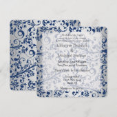 Silver Blue Wedding Kaart (Voorkant / Achterkant)