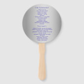 Silver Blue Wedding Program Handwaaier (Achterkant)