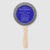 Silver Blue Wedding Program Handwaaier (Voorkant)