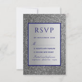 Silver Blue Wedding RSVP-kaart RSVP Kaartje (Voorkant)
