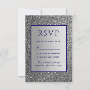 Silver Blue Wedding RSVP-kaart RSVP Kaartje