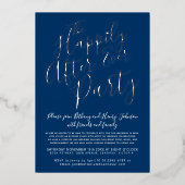 Silver Blue White, gelukkig ooit na het bruiloft Folie Uitnodiging (Voorkant)