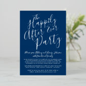 Silver Blue White, gelukkig ooit na het bruiloft Folie Uitnodiging (Staand Voorkant)