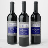 Silver Blue Wine Label Wijn Etiket (Flessen)